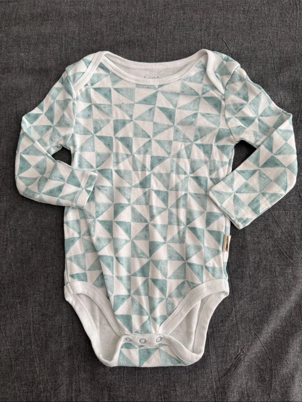 Burt’s Bees Baby -  Mint Ribbed Baby Romper with Geometric L/S  Bodysuit